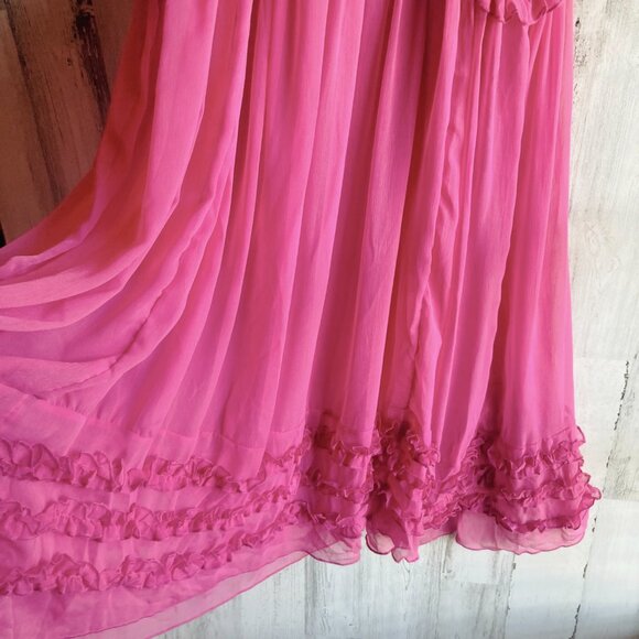 NWT Free People Intimately Moon Phase Midi Dress Nightgown S Sheer Pink Ruffled - Picture 11 of 12